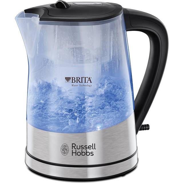Russell Hobbs Purity vattenkokare, integrerat BRITA-vattenfilter, 1,0l + 0,5l filterinsats, 2200W, LED-belysning, filterpatron medföljer, vattennivåindikator, 22850-70