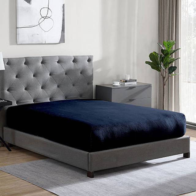 "Cathay Home Twin Flannel-Plush Fitted Sheet - Ultra Soft & Thick Plush  No-Pilling - All Season Cozy Warmth - 12"""" Deep Pocket Fitted Sheet Only (Twin"
