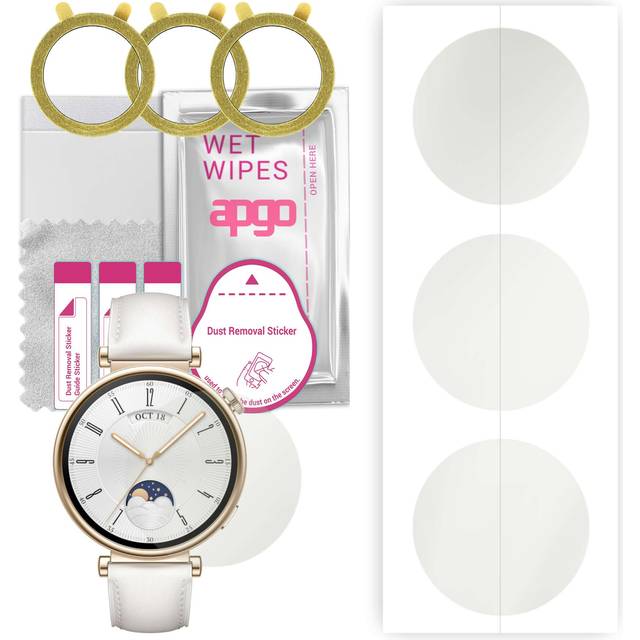 3x apgo Hydrogel Matte Screen Protector for Huawei Watch GT4 41 mm, Hydrogel Film, Flexible, Soft TPU with positioning layer easy installation