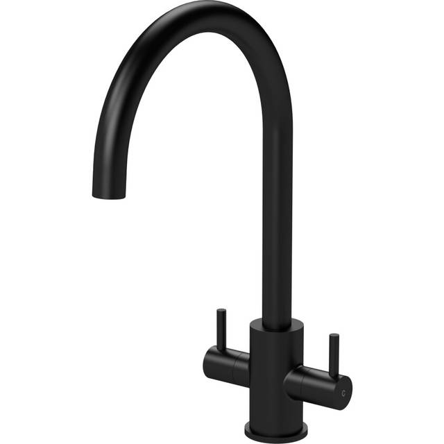 Minimalist Kitchen Mono Mixer Tap with 2 Lever Handles, 436mm - Matt Black
