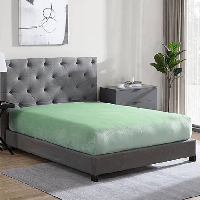 "Cathay Home Twin Flannel-Plush Fitted Sheet - Ultra Soft & Thick Plush  No-Pilling - All Season Cozy Warmth - 12"""" Deep Pocket Fitted Sheet Only (Twin"