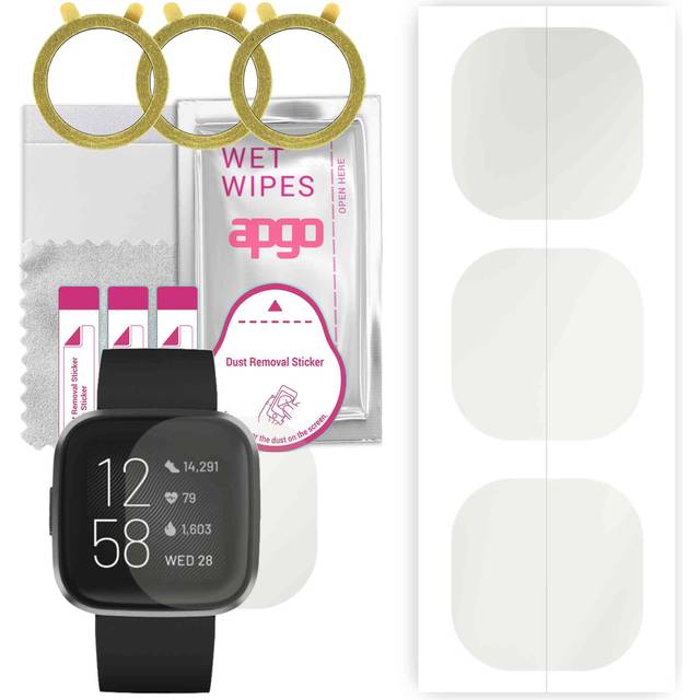 3x apgo Hydrogel Matte Screen Protector for Fitbit Versa 2, Hydrogel Film, Flexible, Soft TPU with positioning layer easy installation