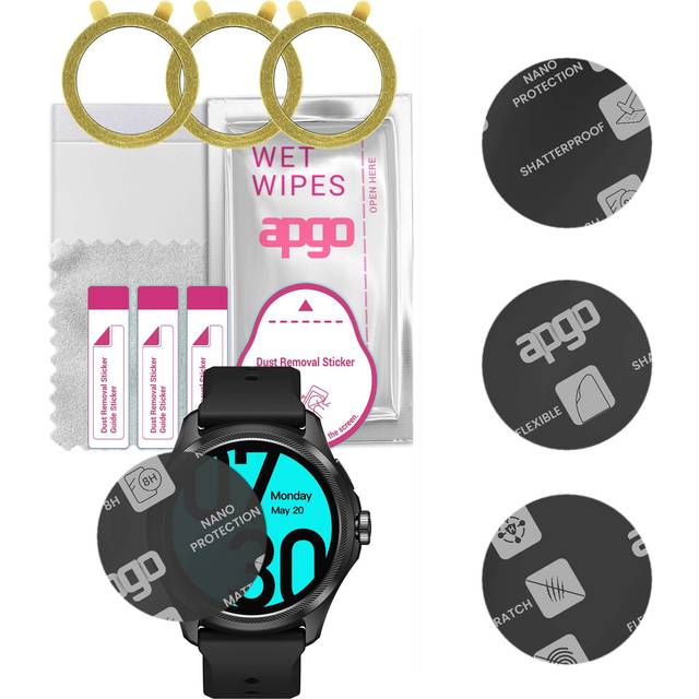 3x apgo MATTE Hybrid protective glass compatible with Mobvoi TicWatch Pro 5, flexible nano glass, great replacement for tempered glass, scratch-resist
