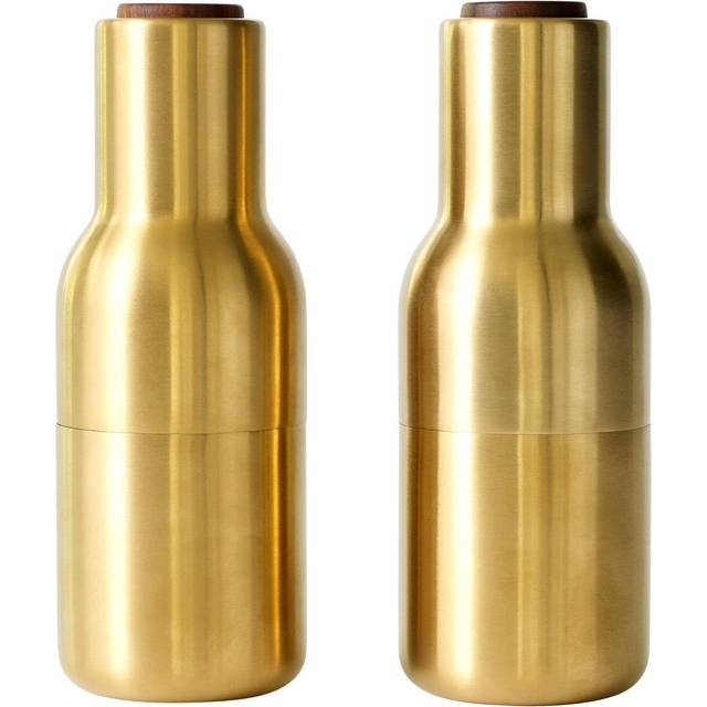 Bottle Grinders 2-Pack - Brushed Stainless Steel/Walnut Lid