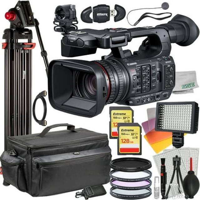 Canon XF605 UHD 4K HDR Pro Camcorder Bundle - Includes: 2x 128GB Extreme Memory Cards Ultra-Bright LED Video Light & Much More 25pc Bundle