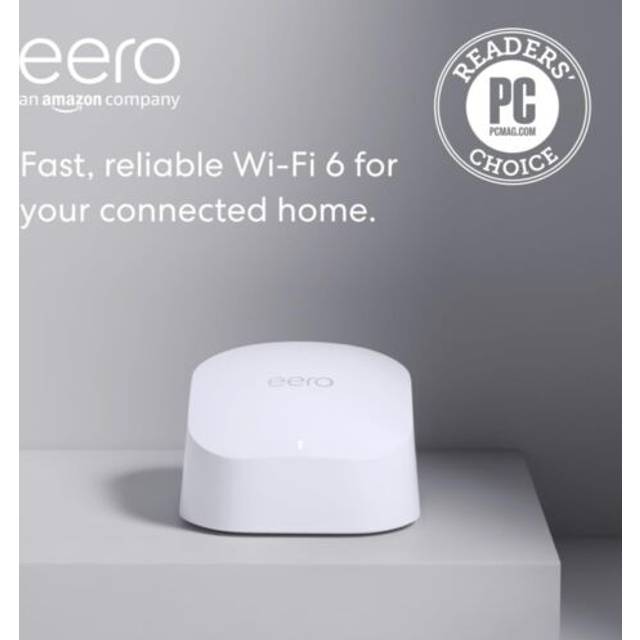 Amazon eero 6 mesh Wi-Fi 6 router system | built-in Zigbee smart home hub | 1-pack | coverage up to 140 sq.m