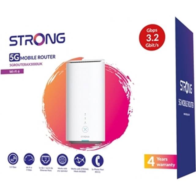 Strong 5GROUTERAX3000UK 5G Unlocked Mobile Broadband Wireless Router with 2x LAN Ports