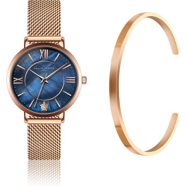 Watch and bracelet for women Amelia Parker Petite Blue - Doré