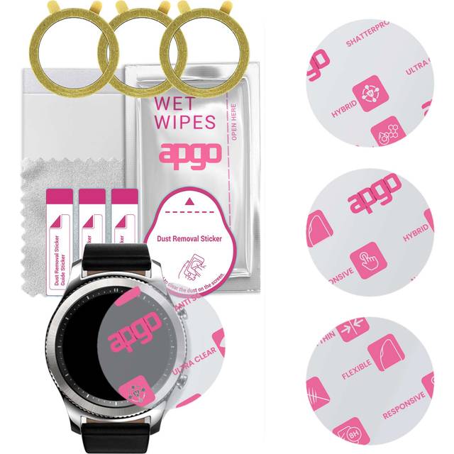 3x apgo Ultra-Clear Hybrid protective glass compatible with Samsung Gear S3 Classic, flexible nano glass, great replacement for tempered glass, scratc
