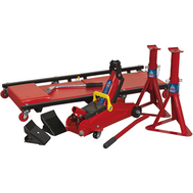 Sealey - Lifting Kit 5pc 2 Tonne (Inc Jack, Axle Stands, Creeper, Chocks & Wrench) JKIT01
