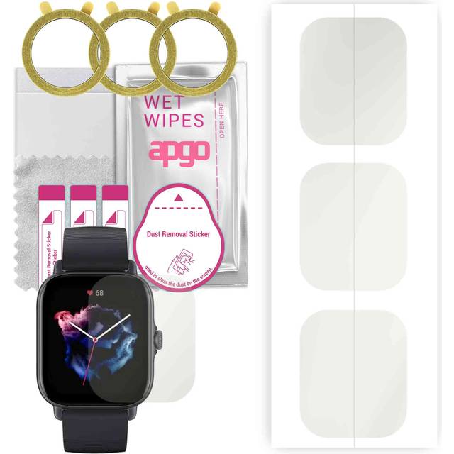 3x apgo Hydrogel Matte Screen Protector for Amazfit GTS 3, Hydrogel Film, Flexible, Soft TPU with positioning layer easy installation