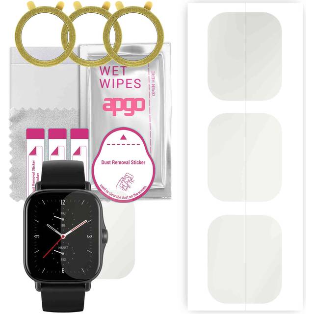 3x apgo Hydrogel Matte Screen Protector for Amazfit GTS 2e, Hydrogel Film, Flexible, Soft TPU with positioning layer easy installation