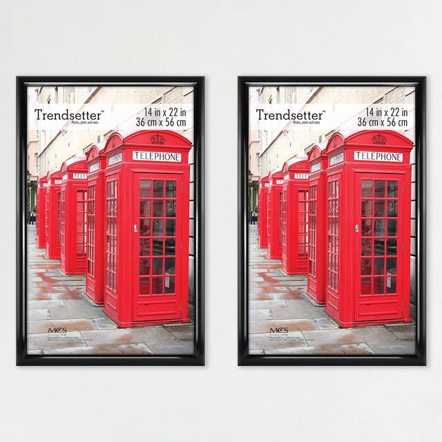MCS Trendsetter 14x22 Poster Frame Black High-Gloss  Vertical & Horizontal Wall Hanging Large Picture Frame for Photos  Posters & Art Prints (2-Pack)
