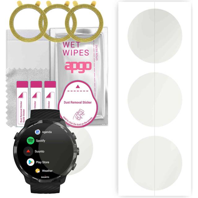 3x apgo Hydrogel Matte Screen Protector for Suunto 7, Hydrogel Film, Flexible, Soft TPU with positioning layer easy installation