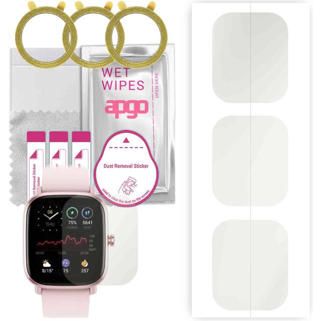3x apgo Hydrogel Matte Screen Protector for Amazfit GTS 2 Mini, Hydrogel Film, Flexible, Soft TPU with positioning layer easy installation