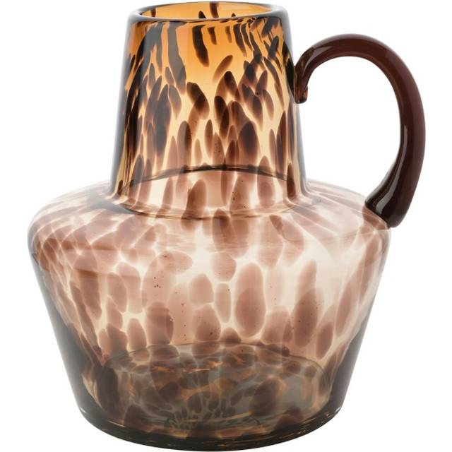 Hestia Tortoise Shell Glass Jug Vase with Handle - Brown