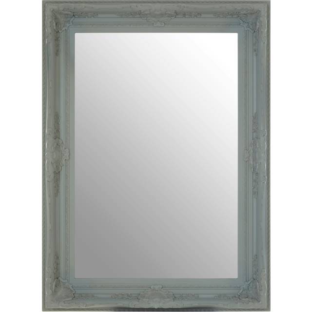 Baroque Rectangular Antique Grey Wall Mirror,Vintage-Inspired Large Decorative Mirror,Natural Wooden Mirror - One Size