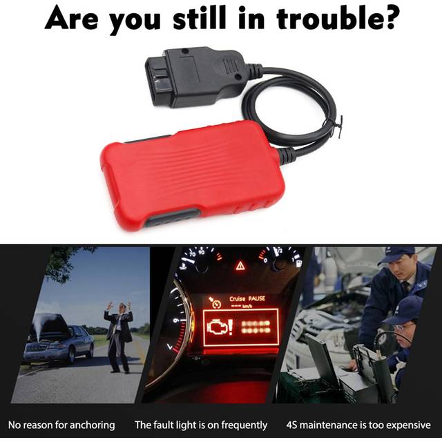 Universal OBDII Diagnostic Tool Scanner Code Reader Car Code Scan for All 1996 and Newer OBDII red