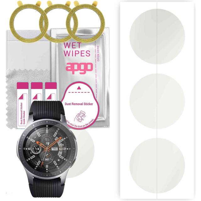 3x apgo Hydrogel Matte Screen Protector for Samsung Galaxy Watch LTE, Hydrogel Film, Flexible, Soft TPU with positioning layer easy installation