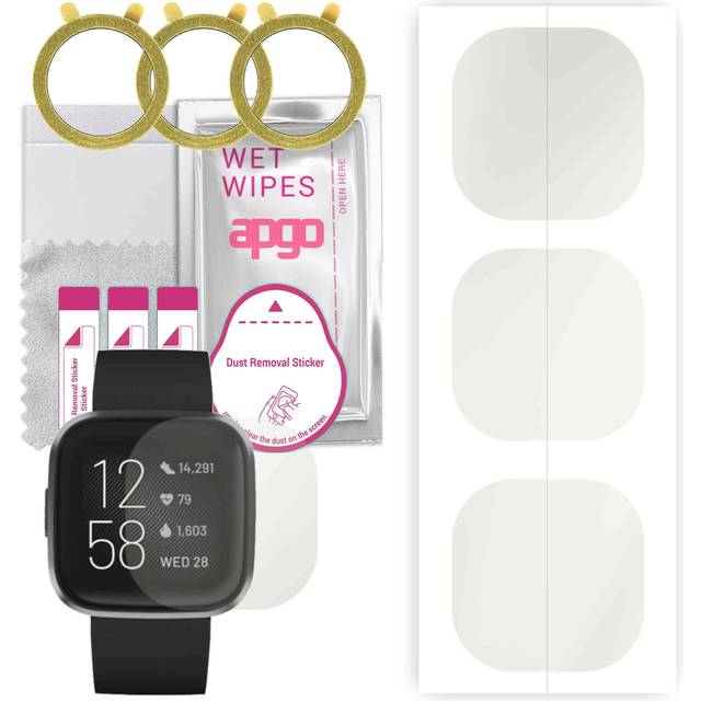 3x apgo Hydrogel Matte Screen Protector for Fitbit Sense, Hydrogel Film, Flexible, Soft TPU with positioning layer easy installation