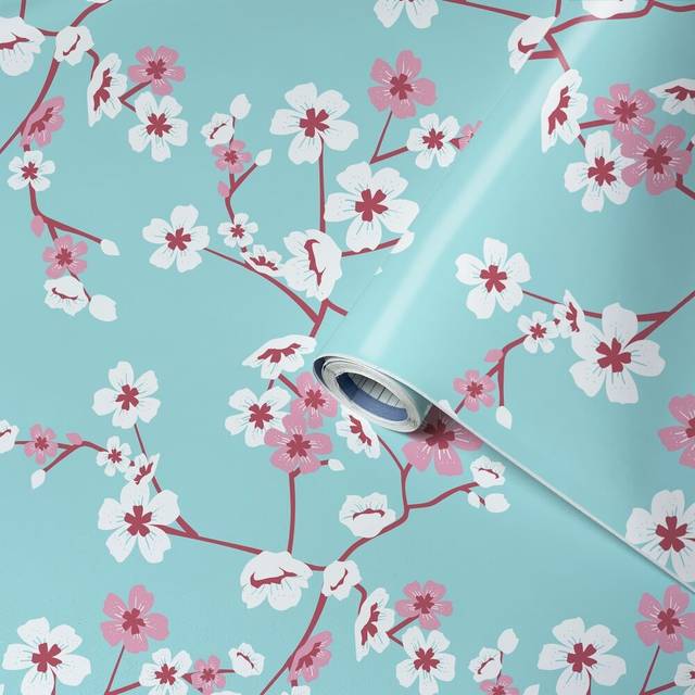 54923 Self-Adhesive Film Cherry Flowers Design 45 cm x 2 m 95 Âµm (Thickness: 0.095 mm) Cherry Flowers Design Self-Adhesive Film PVC Phthalate Flowers