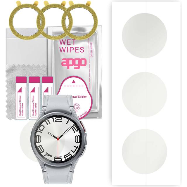 3x apgo Hydrogel Matte Screen Protector for Samsung Galaxy Watch Classic 6 47mm, Hydrogel Film, Flexible, Soft TPU with positioning layer easy install