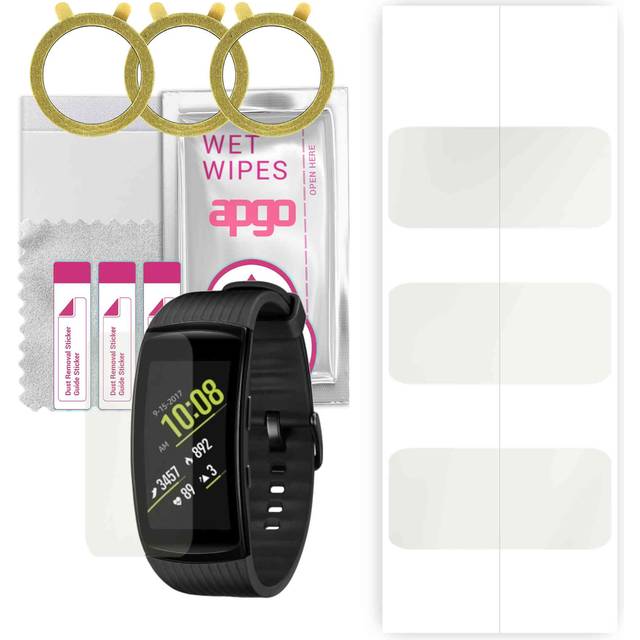 3x apgo Hydrogel Matt skärmskydd för Samsung Galaxy Gear Fit 2 Pro L, Hydrogelfilm, flexibel, mjuk TPU med positioneringslager enkel installation