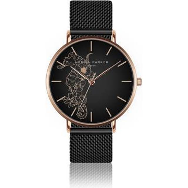 Women's watch Amelia Parker Fossil Black Mesh - Doré