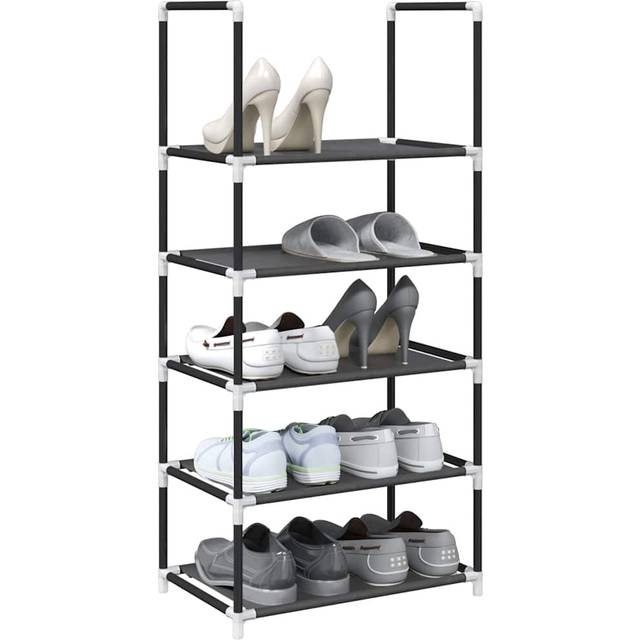 Skohylla 5 hyllor svart 44x28x94 cm fiberduk