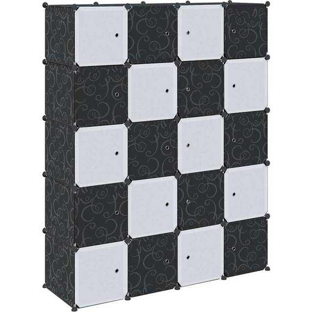 vidaXL Storage Cube Organiser with 20 Cubes and Hanging Rods PP - White