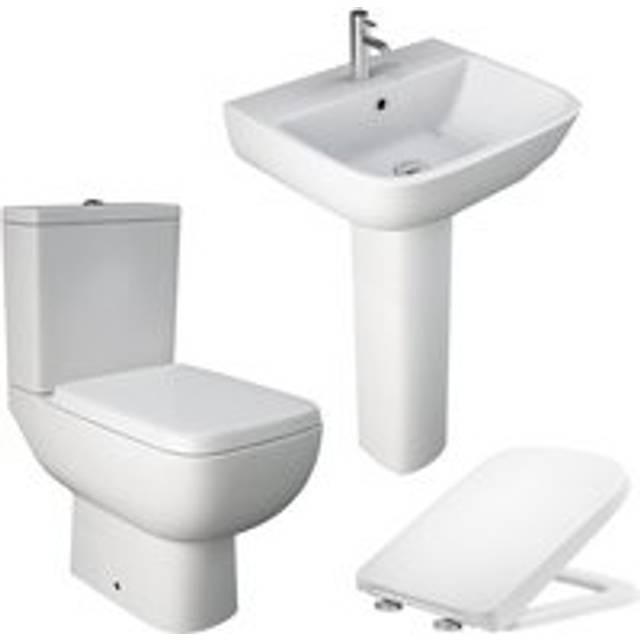 Rak S600 Close Coupled Toilet wc w/ Wrap Over Seat and Pedestal & Basin Set