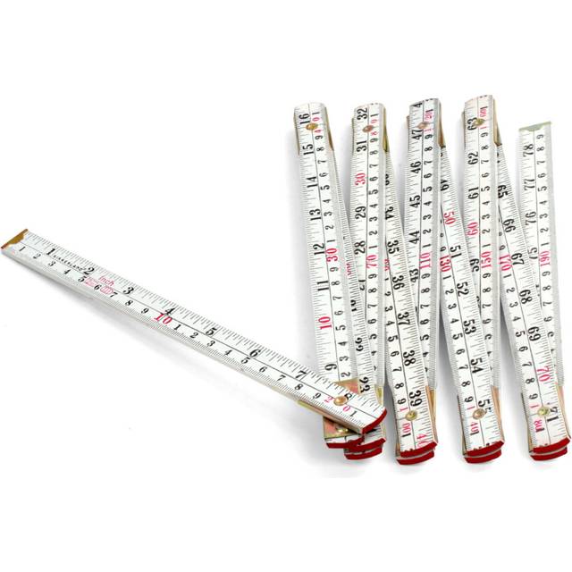 Kikkerland Wooden Swedish Folding Ruler  White  Yellow