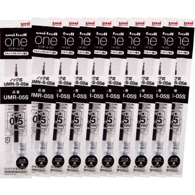 Mitsubishi Pencil Uniball One Hako UMR05S.24 Gel Ballpoint Pen Refills  0.5  Black  10 Pieces