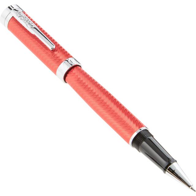 Conklin Herringbone Signature Rollerball Pen - Red with Chrome Trim  Bold Engraved Design  Smooth Refillable Writing Experience  Ideal Gift