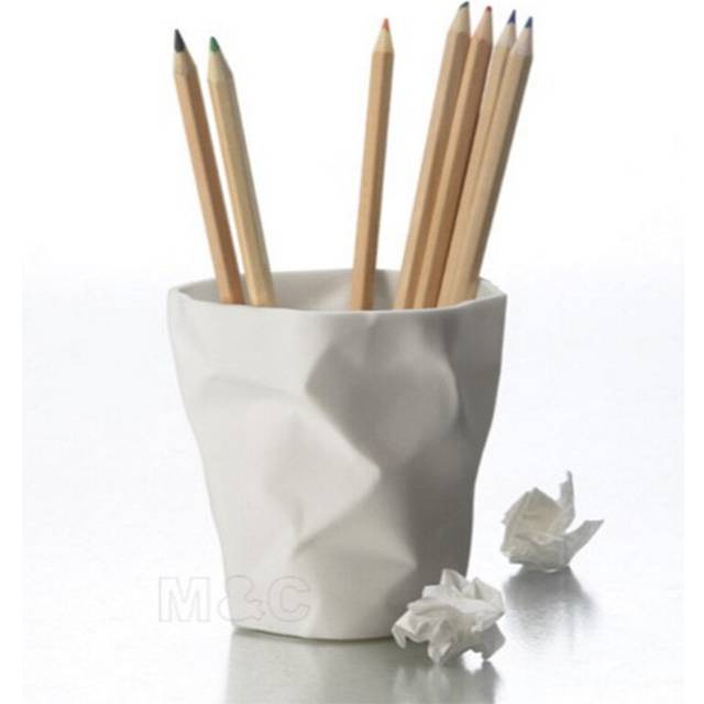 (white) 3 Color Pen Pencil Pin Gel Pen Ball Piont Pen Desk Organizer Stationery