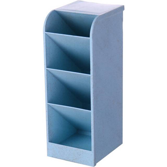 (Blue) Desk Pen Organizer Multi-Functional Storage Makeup Brushes Holder for