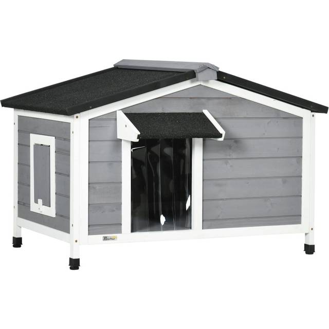 Pawhut Wooden Dog Kennel for Outside 97L x 72W x 65Hcm Grey
