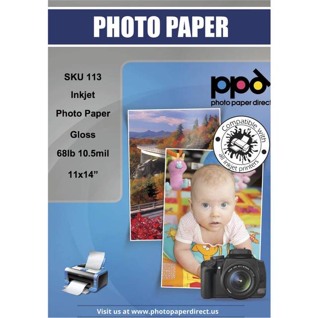 PPD 50 Sheets Inkjet Super Premium Glossy Photo Paper 11x14 68lbs 255g