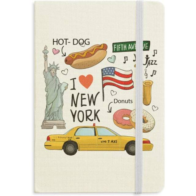 I Love New York Hot Dog Donuts America Texi Notebook Official Fabric Hard Cover Classic Journal Diary