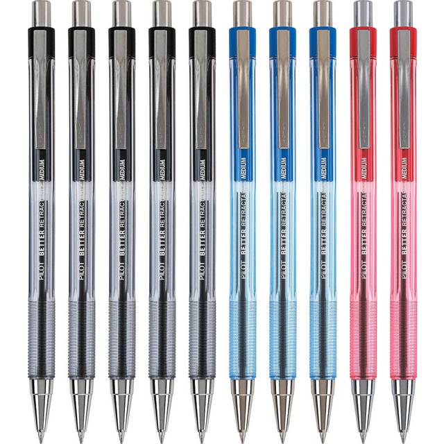 Pilot Better Ball Point Retractable Pens  Medium Point  Assorted Colors  10 Count (16773)