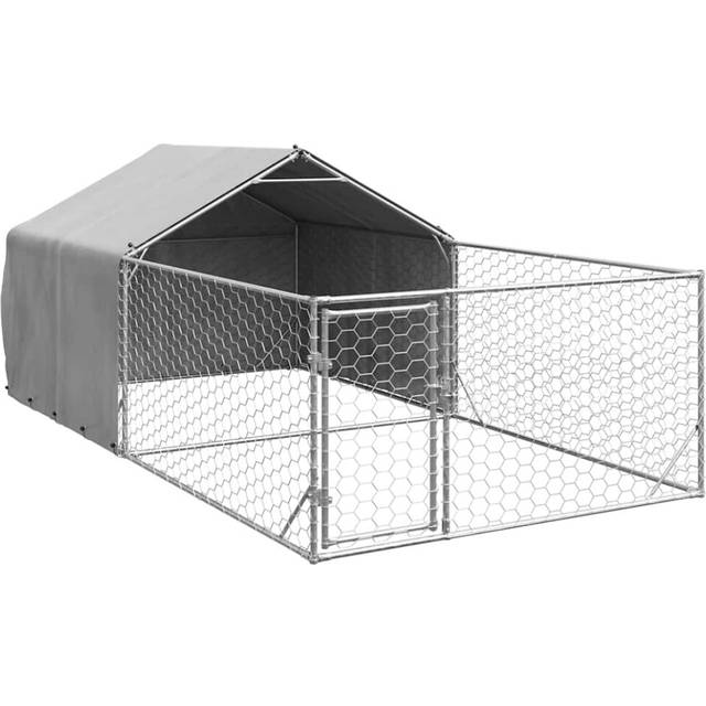 vidaXL Outdoor Dog Kennel with Run 5x2x1.5 m Galvanised Steel - Silver
