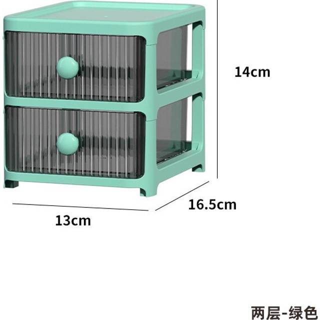 (2-Layer-Green) Storage Box Drawer Stationery Organizer Cabinet for Desk Student Pen Holder