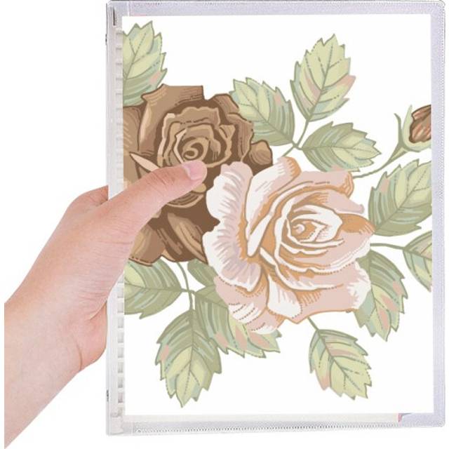 rose flowers  drawing white roses notebook loose  diary refillable journal statiry