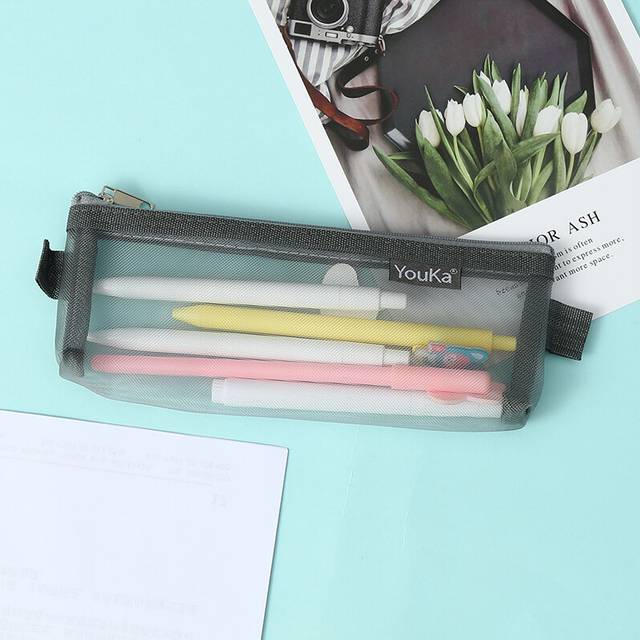 (S-grey) 1pcs A4/A5/A6 Mesh Zipper Pouch Document Bag Transparent Zip File Folders