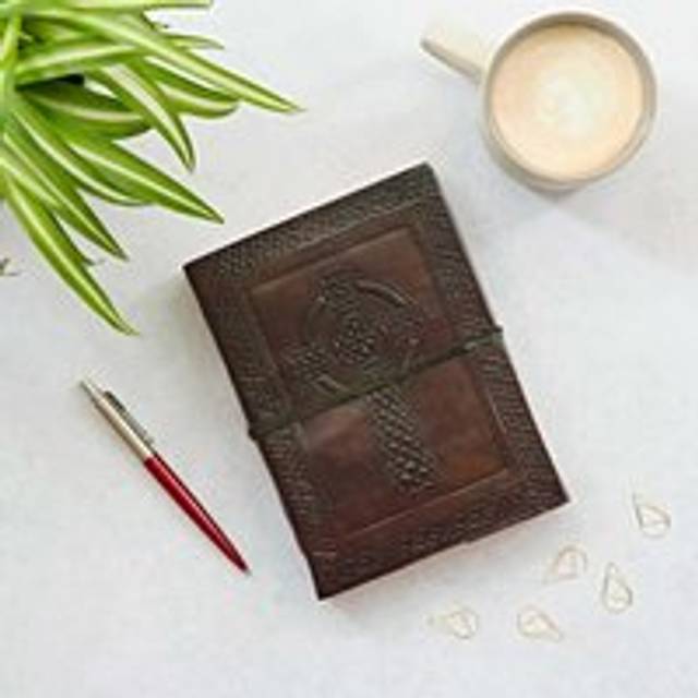 Celtic Cross Leather Journal, Brown