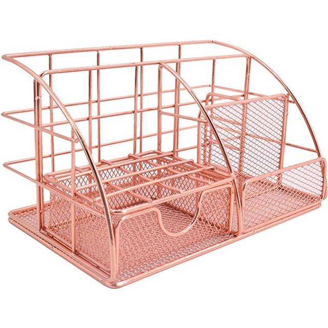 Mesh Office Supplies Accessories With Drawer For Desktop Rose Gold Pen Cup Stationery Organizer Sorter Tool Pen Holders