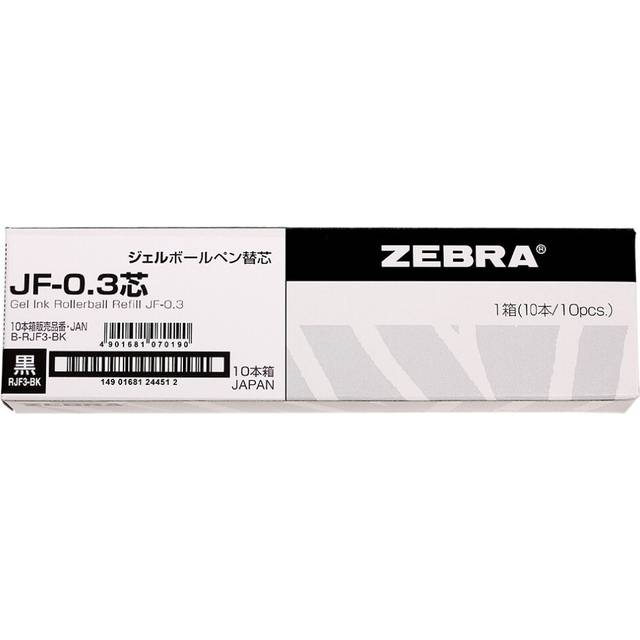 Zebra B-RJF3-BK Gel Ballpoint Pen Refill  Sarasa  JF-0.3 Lead  Black  10 Count