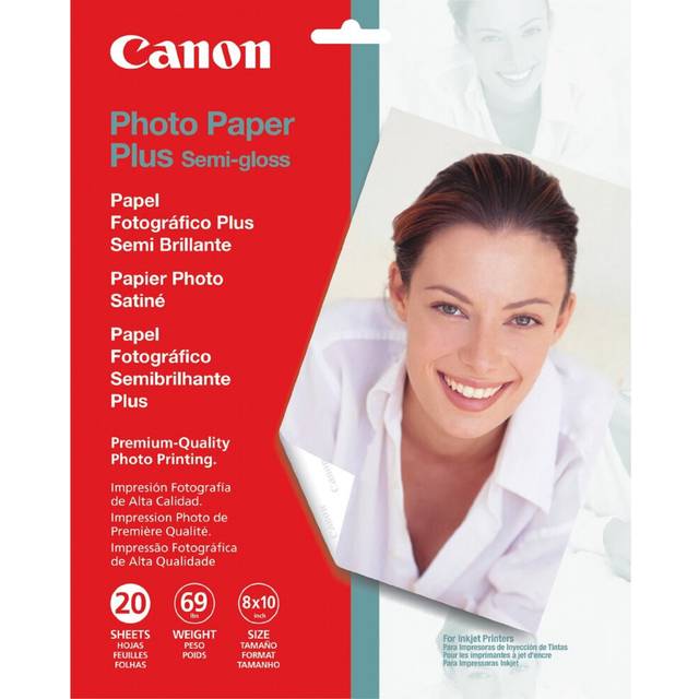 Canon Photo Paper Plus Semi-Gloss  8 x 10 Inches  20 Sheets (1686B017)