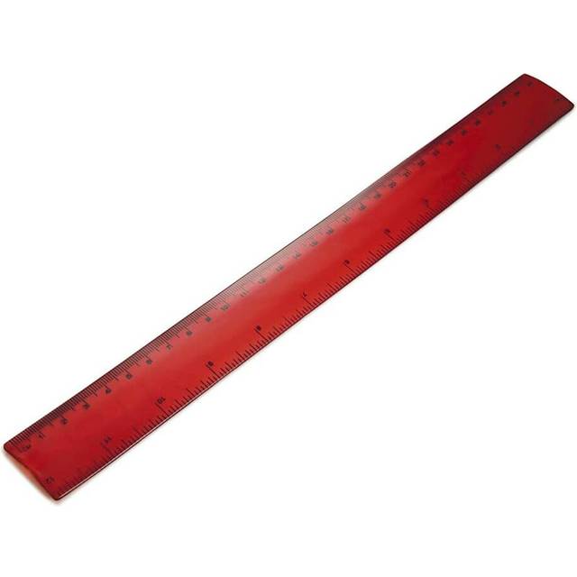 eBuyGB Flexible Plastic Transparent Red Ruler, 30 cm, Pack of 10