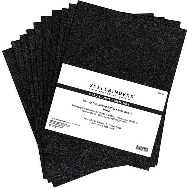 Spellbinders Pop-Up Die Cutting Glitter Foam Sheets-Black SCS292